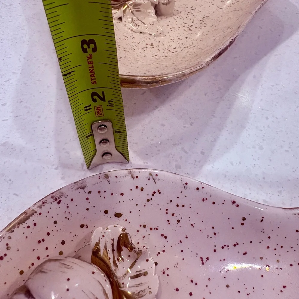 Gorgeous 2 Pc. Mid Century Boomerang Italian Pink Gold Ceramic Pottery Set